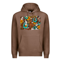 Chestnut western cowhide horseshoe sunflower background Premium Hoodie - AdoDesignShop