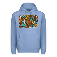 Colony Blue western cowhide horseshoe sunflower background Premium Hoodie - AdoDesignShop
