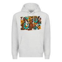 Dove Grey western cowhide horseshoe sunflower background Premium Hoodie - AdoDesignShop