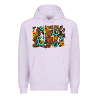 Lilac western cowhide horseshoe sunflower background Premium Hoodie - AdoDesignShop