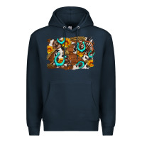 Navy western cowhide horseshoe sunflower background Premium Hoodie - AdoDesignShop