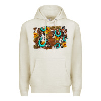 Oatmeal Heather western cowhide horseshoe sunflower background Premium Hoodie - AdoDesignShop