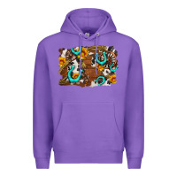 Purple western cowhide horseshoe sunflower background Premium Hoodie - AdoDesignShop