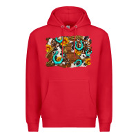 Red western cowhide horseshoe sunflower background Premium Hoodie - AdoDesignShop