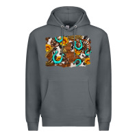 Rock western cowhide horseshoe sunflower background Premium Hoodie - AdoDesignShop