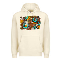 Sandshell western cowhide horseshoe sunflower background Premium Hoodie - AdoDesignShop