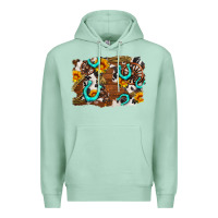 Seafoam western cowhide horseshoe sunflower background Premium Hoodie - AdoDesignShop
