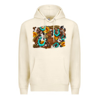 Tofu western cowhide horseshoe sunflower background Premium Hoodie - AdoDesignShop