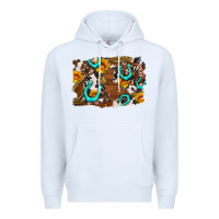 White western cowhide horseshoe sunflower background Premium Hoodie - AdoDesignShop