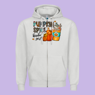 Pumpkin Spice Kinda Girl Zipper Hoodie Designed By Cowhidedigitalart