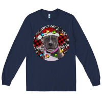 Navy pitbull and buffalo plaid Long Sleeve Tee - RanaPortraitStore