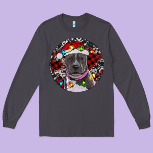 Pitbull And Buffalo Plaid Long Sleeve Tee Designed By Ranaportraitstore