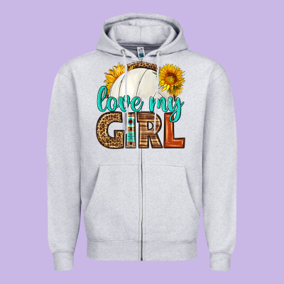 Love My Girl Volleyball Zipper Hoodie Designed By Hra Design Shop