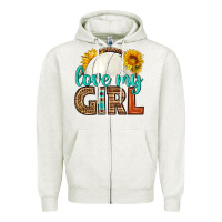 Oatmeal Heather love my girl volleyball Zipper Hoodie - HRA Design Shop