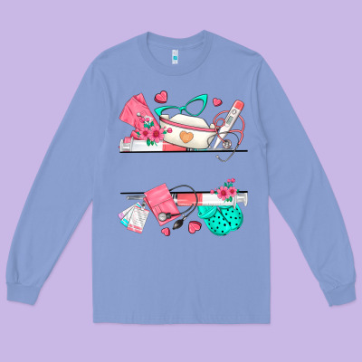 Custom Name Nurse Long Sleeve Tee Designed By Texasbilliewilder
