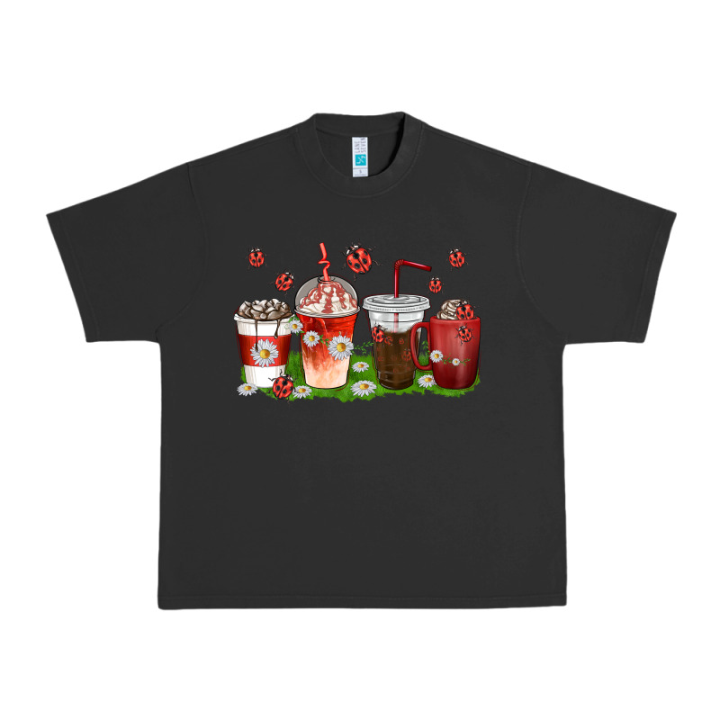Coffee Cups Lady Bug With Daisies Urban Heavy Tee by texasbilliewilder | Teevron