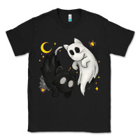 Black Ghost Cats with Balance Halloween Classic Tee - texasbilliewilder