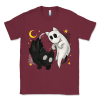 Burgundy Ghost Cats with Balance Halloween Classic Tee - texasbilliewilder