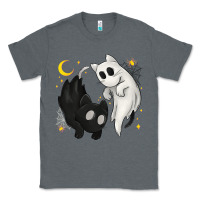 Charcoal Heather Ghost Cats with Balance Halloween Classic Tee - texasbilliewilder