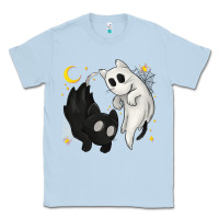 Dusty Blue Ghost Cats with Balance Halloween Classic Tee - texasbilliewilder