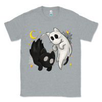 Heather Grey Ghost Cats with Balance Halloween Classic Tee - texasbilliewilder
