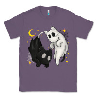 Lavender Ghost Cats with Balance Halloween Classic Tee - texasbilliewilder