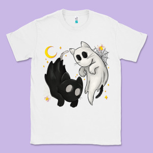 Ghost Cats With Balance Halloween Classic Tee Designed By Texasbilliewilder