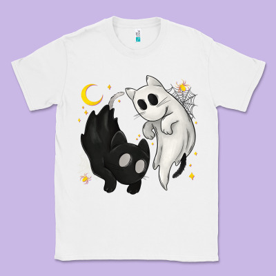 Ghost Cats With Balance Halloween Classic Tee Designed By Texasbilliewilder