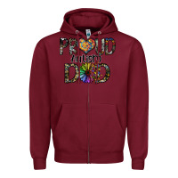 Burgundy proud autism dad Zipper Hoodie - SublimationCraftShop