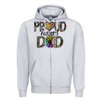 Heather Grey proud autism dad Zipper Hoodie - SublimationCraftShop