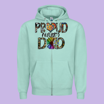 Proud Autism Dad Zipper Hoodie Designed By Sublimationcraftshop
