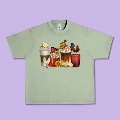 Urban Heavy Tee coffee cups rooster