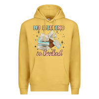 Antique Gold my weekend is booked Premium Hoodie - MaliasSmallBusiness