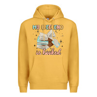 Mustard my weekend is booked Premium Hoodie - MaliasSmallBusiness