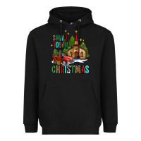 Black small town christmas church western truck Heavyweight Hoodie - AdoDesignShop