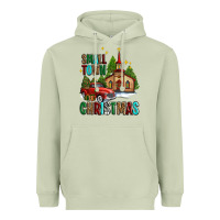 Matcha small town christmas church western truck Heavyweight Hoodie - AdoDesignShop