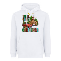 White small town christmas church western truck Heavyweight Hoodie - AdoDesignShop