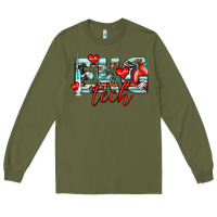 Army Green ekg tech Long Sleeve Tee - texasbilliewilder
