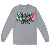 Heather Grey ekg tech Long Sleeve Tee - texasbilliewilder