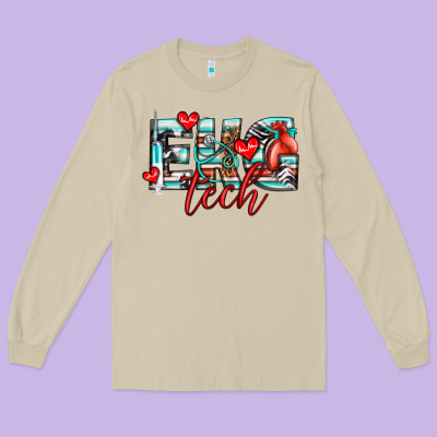 Ekg Tech Long Sleeve Tee Designed By Texasbilliewilder