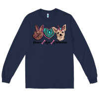 Navy peace love chihuahua Long Sleeve Tee - RanaPortraitStore