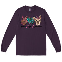Plum peace love chihuahua Long Sleeve Tee - RanaPortraitStore