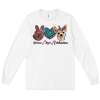 White peace love chihuahua Long Sleeve Tee - RanaPortraitStore