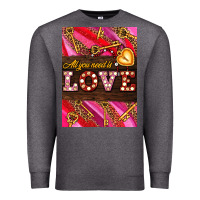 Charcoal Heather all you need is love Premium Sweatshirt - AdoDesignShop