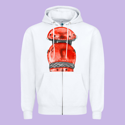 Red Leg Guard Fa Element Zipper Hoodie Designed By Fadigitalartstudio