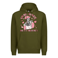 Army Green dead inside but it's valentine's Premium Hoodie - MaliasSmallBusiness