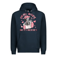 Navy dead inside but it's valentine's Premium Hoodie - MaliasSmallBusiness