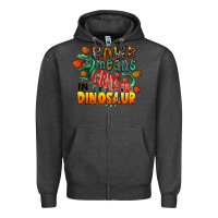 Charcoal Heather rawr means grateful in dinosaur Zipper Hoodie - CowhideDigitalArt