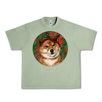 Oil Green Shiba Inu Christmas Urban Heavy Tee - RanaPortraitStore