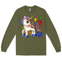 Army Green autism unicorn Long Sleeve Tee - Zillion Design Studio